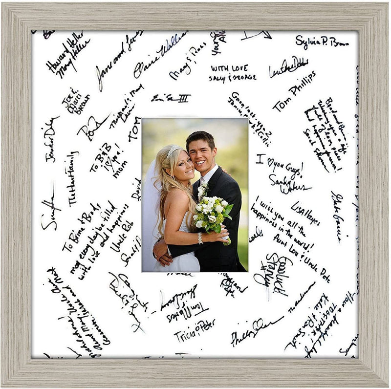 Americanflat 14X14 Black Wedding Signature Picture Frame Displays 5X7 Photo with Polished Glass Home & Garden > Decor > Picture Frames Americanflat Driftwood 1 Pack 