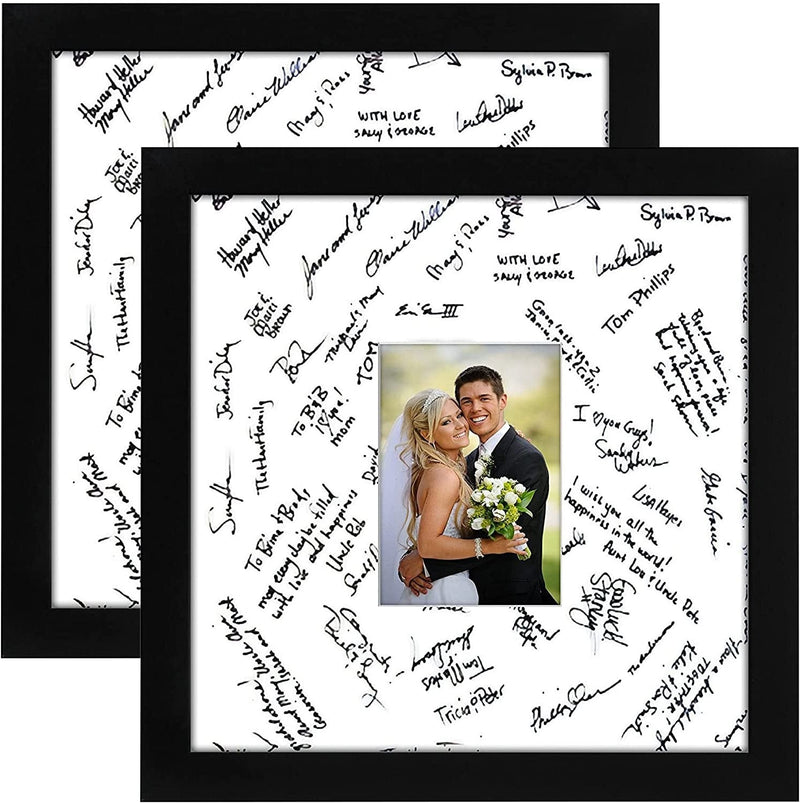Americanflat 14X14 Black Wedding Signature Picture Frame Displays 5X7 Photo with Polished Glass Home & Garden > Decor > Picture Frames Americanflat Black 2 Pack 