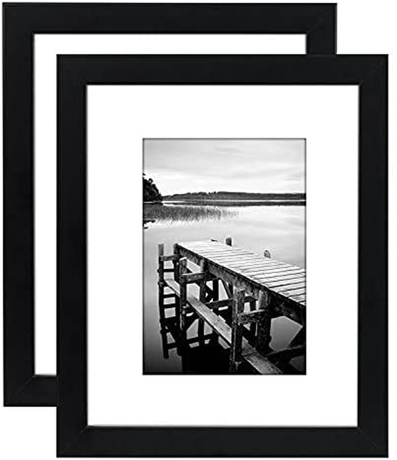 Americanflat 9x12 Picture Frame in Black - Displays 6x8 With Mat and 9x12 Without Mat - Composite Wood with Shatter Resistant Glass - Horizontal and Vertical Formats for Wall Home & Garden > Decor > Picture Frames Americanflat Black 2 Pack 8x10