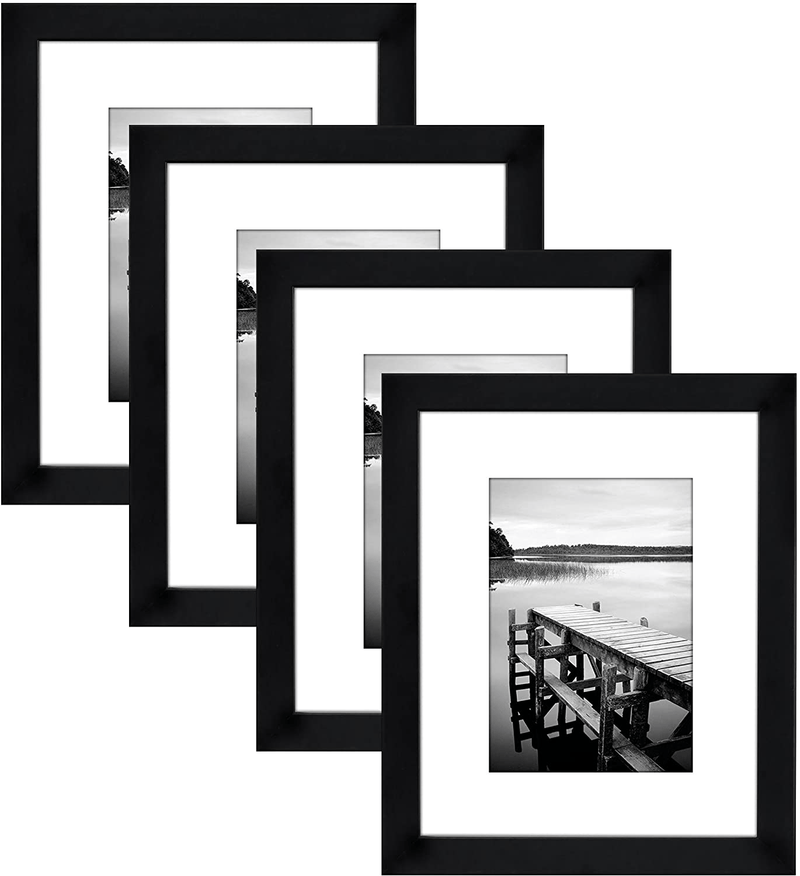 Americanflat 9x12 Picture Frame in Black - Displays 6x8 With Mat and 9x12 Without Mat - Composite Wood with Shatter Resistant Glass - Horizontal and Vertical Formats for Wall Home & Garden > Decor > Picture Frames Americanflat Black 4 Pack 8x10