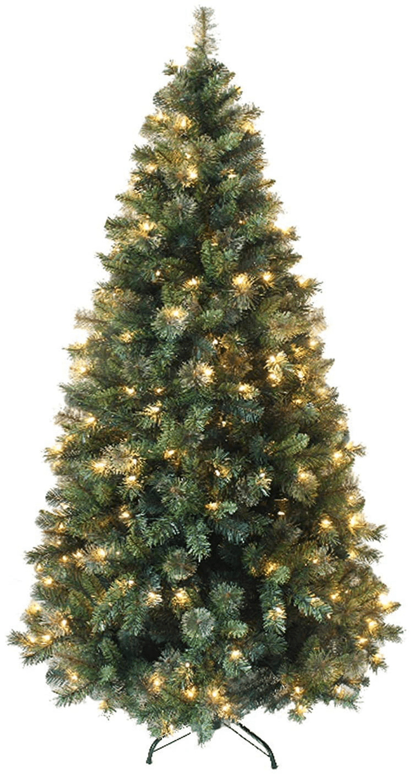 AMERIQUE T 6 FEET Eight-Function Premium Magnificent Artificial Full Body Shape Christmas Tree with Metal Stand, Hinged Construction, Advanced Realistic Technology, Pre-lit Green