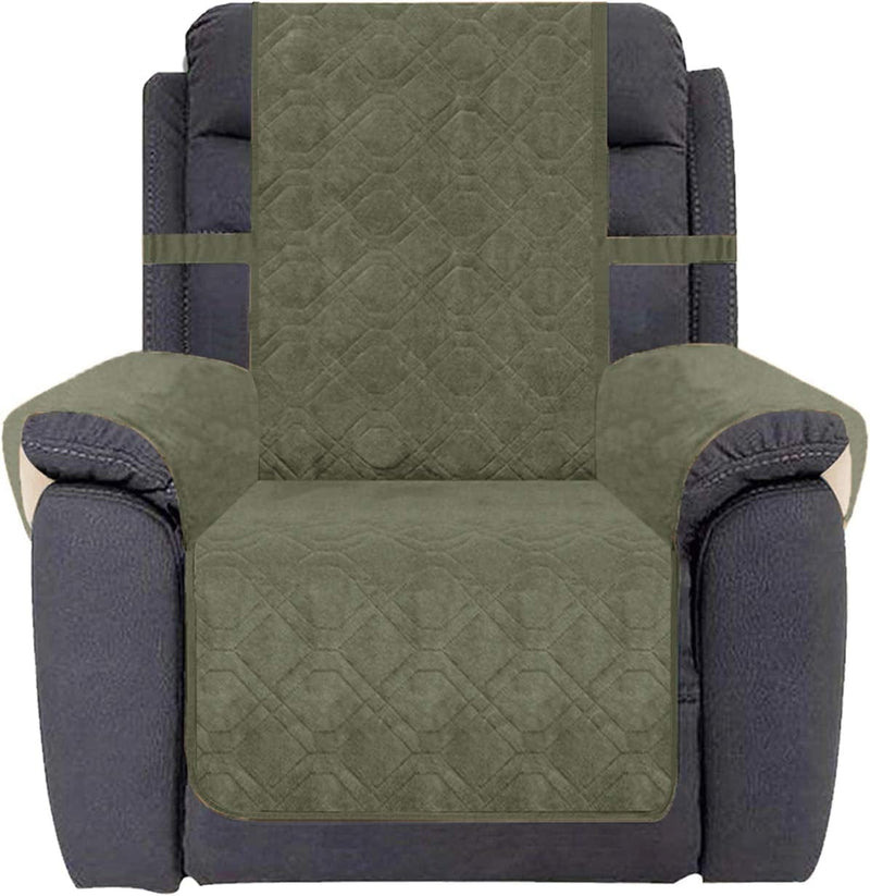 Ameritex Waterproof Recliner Cover Coral Fleece Furniture Protector Anti-Slip Updated Pattern Supper Soft and Warm Pet Sofa Cover for Dogs and Children (30"-Oversized Recliner, Beige) Home & Garden > Decor > Chair & Sofa Cushions Ameritex Green 30"-Oversized Recliner 