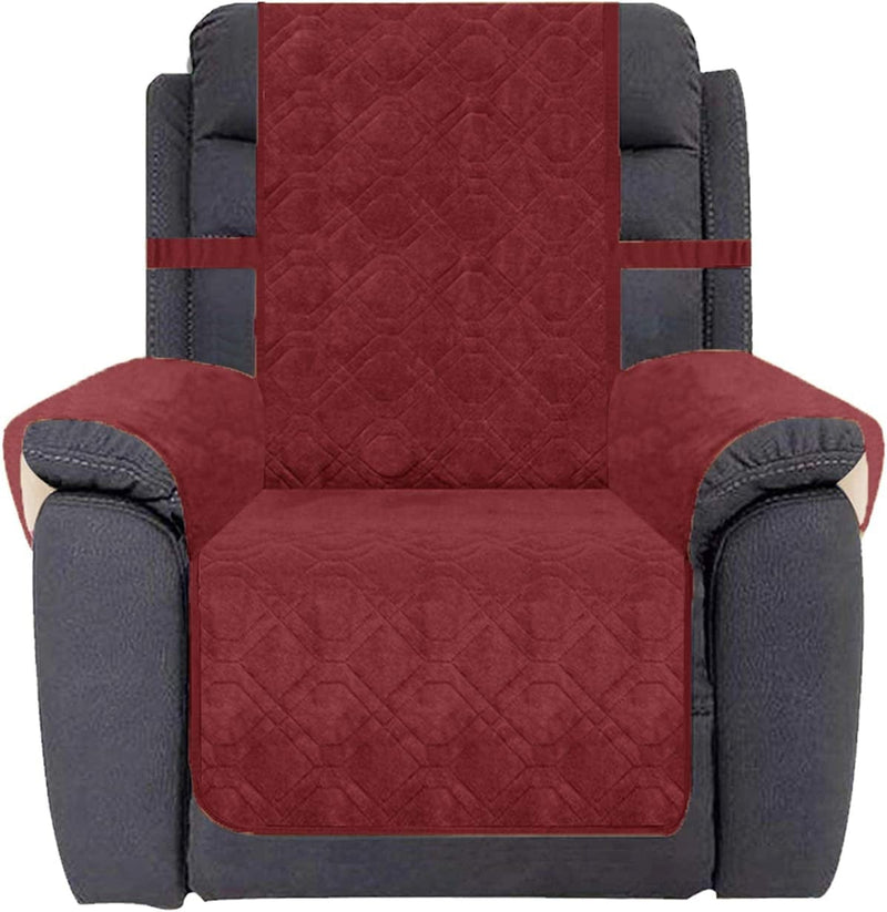Ameritex Waterproof Recliner Cover Coral Fleece Furniture Protector Anti-Slip Updated Pattern Supper Soft and Warm Pet Sofa Cover for Dogs and Children (30"-Oversized Recliner, Beige) Home & Garden > Decor > Chair & Sofa Cushions Ameritex Burgundy 23"-Recliner 