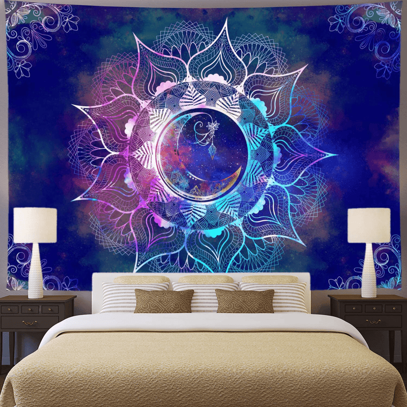 Ameyahud Mandala Tapestry Blue Starry Sky and Moon Tapestry Psychedelic Indian Tapestry Bohemian Hippie Tapestry Trippy Mandala Floral Tapestry Wall Hanging for Bedroom Dorm Decor Home & Garden > Decor > Artwork > Decorative TapestriesHome & Garden > Decor > Artwork > Decorative Tapestries Ameyahud Blue Mandala M/51.2" × 59.1" 