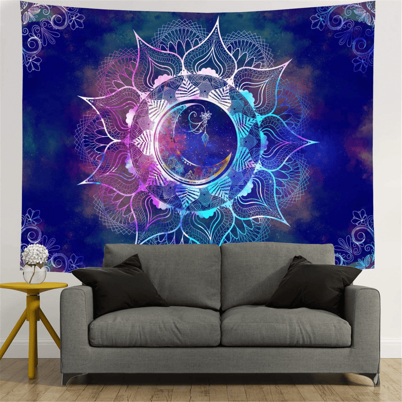 Ameyahud Mandala Tapestry Blue Starry Sky and Moon Tapestry Psychedelic Indian Tapestry Bohemian Hippie Tapestry Trippy Mandala Floral Tapestry Wall Hanging for Bedroom Dorm Decor Home & Garden > Decor > Artwork > Decorative TapestriesHome & Garden > Decor > Artwork > Decorative Tapestries Ameyahud   