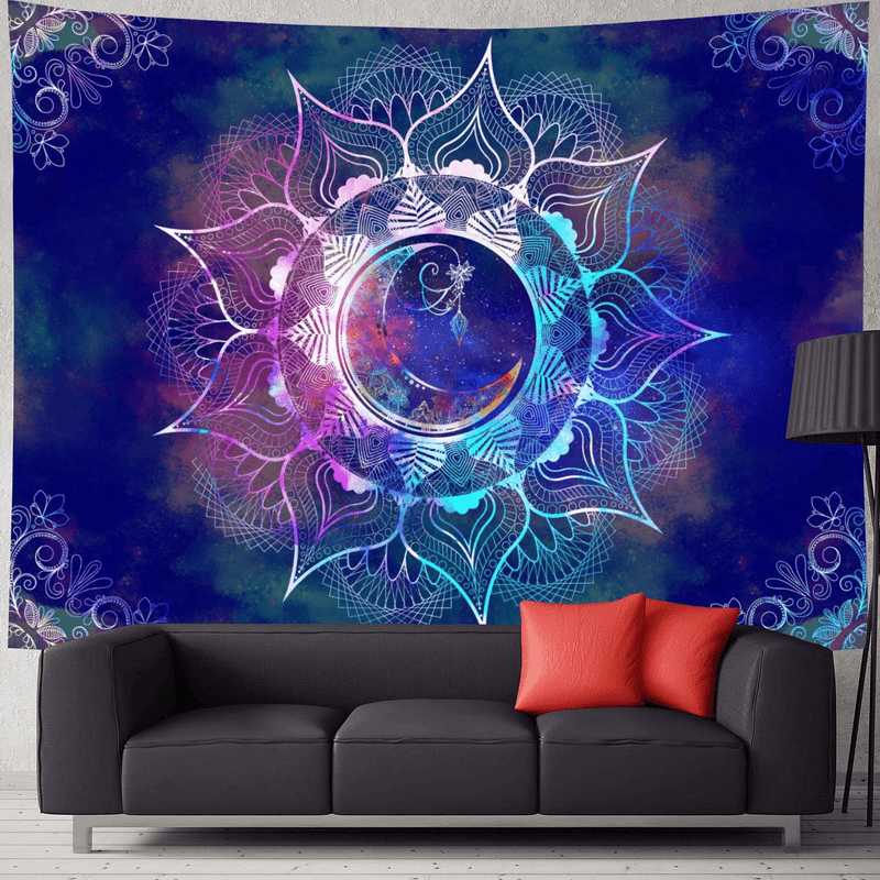 Ameyahud Mandala Tapestry Blue Starry Sky and Moon Tapestry Psychedelic Indian Tapestry Bohemian Hippie Tapestry Trippy Mandala Floral Tapestry Wall Hanging for Bedroom Dorm Decor Home & Garden > Decor > Artwork > Decorative TapestriesHome & Garden > Decor > Artwork > Decorative Tapestries Ameyahud   