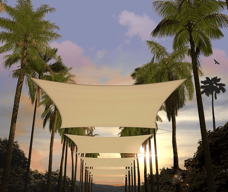 Amgo 12' x 16' Beige Rectangle Sun Shade Sail Canopy Awning ATAPR1216, 95% UV Blockage, Water & Air Permeable, Commercial and Residential (Custom Home & Garden > Lawn & Garden > Outdoor Living > Outdoor Umbrella & Sunshade Accessories Amgo Beige 10' x 19' Custom Size 