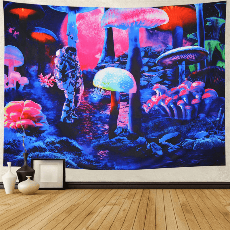 Amhokhui Trippy Mushroom Tapestry Psychedelic Astronaut Tapestry Misty Galaxy Space Tapestry Fantasy Spaceman Tapestry Wall Hanging for Bedroom Dorm H51×W59 Home & Garden > Decor > Artwork > Decorative TapestriesHome & Garden > Decor > Artwork > Decorative Tapestries Amhokhui   