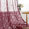 Amhoo 2 Panels Embroidered Leaf Pattern Semi Sheer Curtains Foliage Floral Voile Window Draperies Treatment for Bedroom Living Room Rod Pocket White 53 X 84 Inch Home & Garden > Decor > Window Treatments > Curtains & Drapes AmHoo Burgundy Red 53 x 63 Inch 