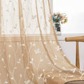 Amhoo 2 Panels Embroidered Leaf Pattern Semi Sheer Curtains Foliage Floral Voile Window Draperies Treatment for Bedroom Living Room Rod Pocket White 53 X 84 Inch Home & Garden > Decor > Window Treatments > Curtains & Drapes AmHoo Beige 53 x 63 Inch 