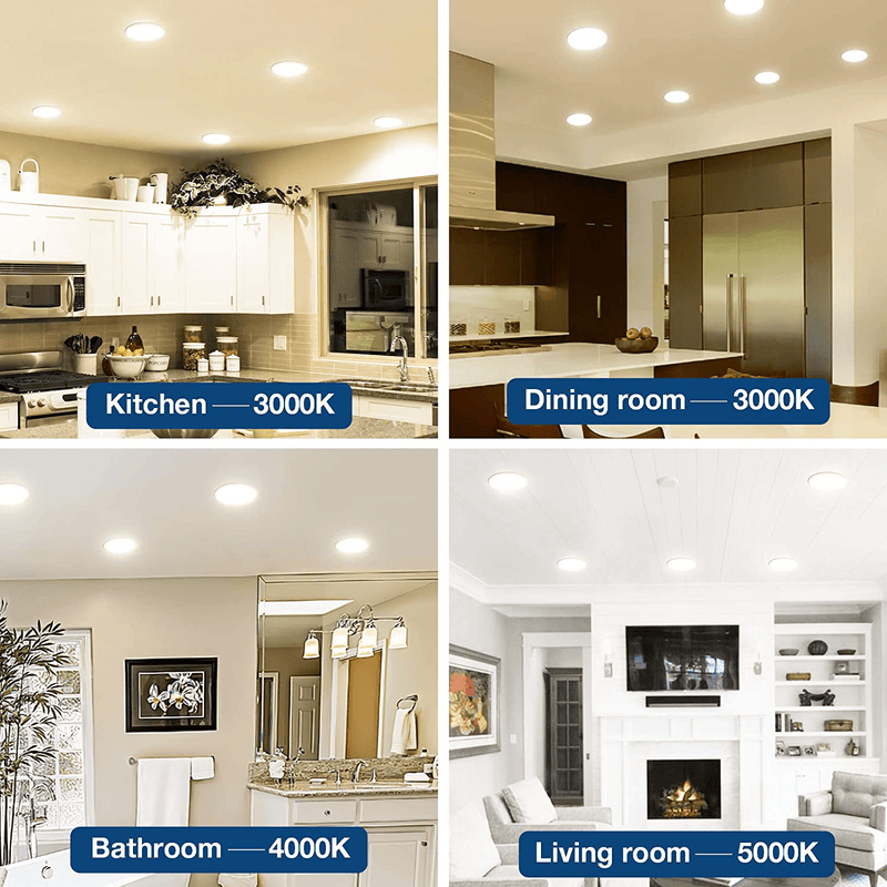 Amico 12 Pack 6 Inch 3CCT Ultra-Thin LED Recessed Ceiling Light with Junction Box, 3000K/4000K/5000K Selectable, 12W Eqv 100W, Dimmable Can Lights, 1000LM High Brightness Downlight Home & Garden > Lighting > Flood & Spot Lights Amico   