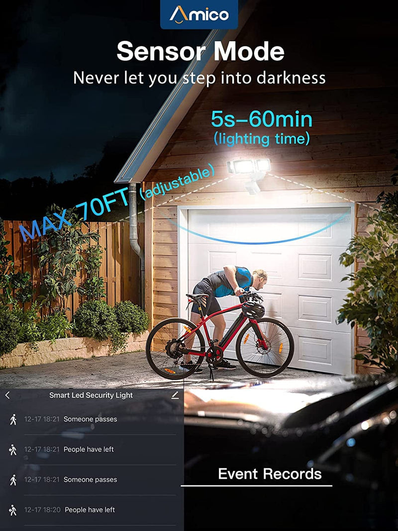 Amico 40W Smart Led Security Light with Motion Sensor, Work with Alexa/Google Home, 4000LM, 2700-6500K, IP65 Waterproof, App Controlled Wifi Flood Light for Yard Home & Garden > Lighting > Flood & Spot Lights Amico   