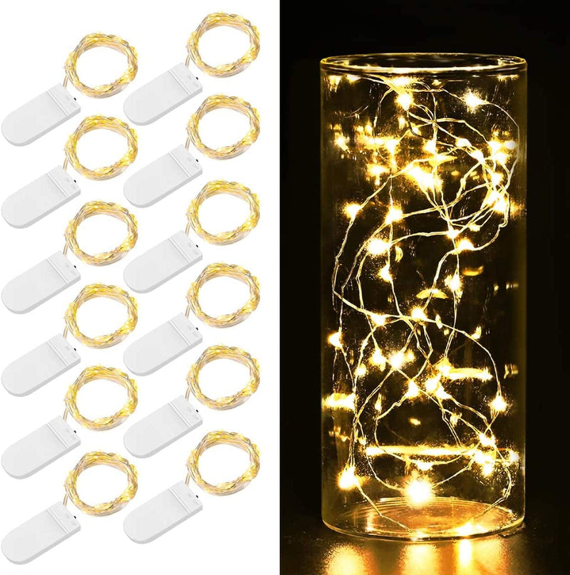 AMIR Upgraded Fairy String Lights, 12 Pack Starry Lights Battery Operated, 3.3Ft 20 LED Indoor Outdoor Halloween String Lights, Copper Wire Lights for Party, Wedding, Christmas Decoration (Warm White) Home & Garden > Lighting > Light Ropes & Strings AMIR Warm White 12 