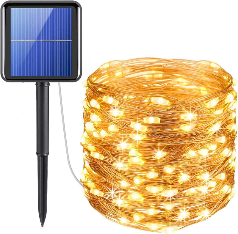 AMIR Upgraded Solar String Lights Outdoor, Mini 33Feet 100 LED Copper Wire Lights, Solar Powered Fairy Lights, Waterproof Solar Decoration Lights for Garden Yard Party Wedding Christmas (Warm White) Home & Garden > Lighting > Light Ropes & Strings AMIR Warm White 200 LED 