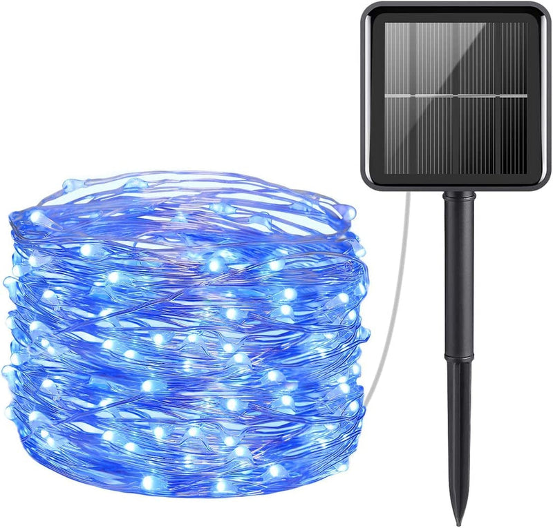 AMIR Upgraded Solar String Lights Outdoor, Mini 33Feet 100 LED Copper Wire Lights, Solar Powered Fairy Lights, Waterproof Solar Decoration Lights for Garden Yard Party Wedding Christmas (Warm White) Home & Garden > Lighting > Light Ropes & Strings AMIR Blue 100 LED 
