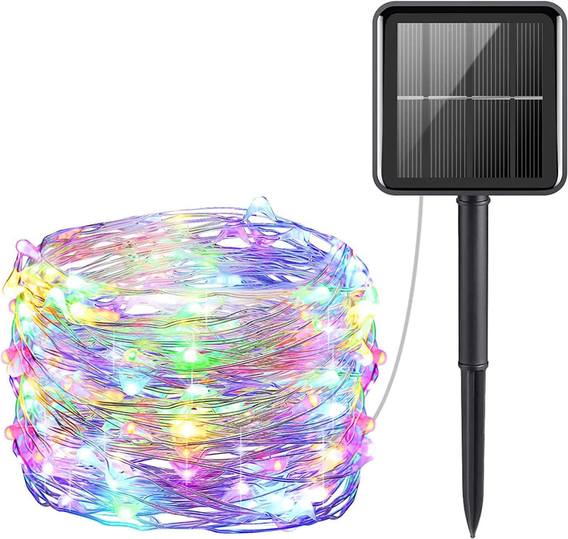 AMIR Upgraded Solar String Lights Outdoor, Mini 33Feet 100 LED Copper Wire Lights, Solar Powered Fairy Lights, Waterproof Solar Decoration Lights for Garden Yard Party Wedding Christmas (Warm White) Home & Garden > Lighting > Light Ropes & Strings AMIR Multicolor 100 LED 