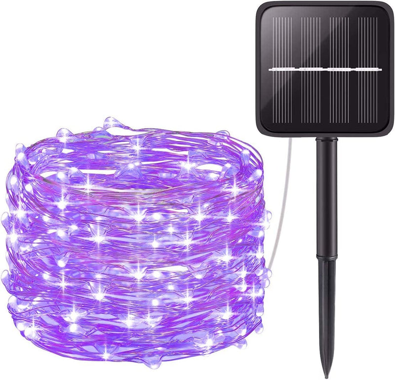AMIR Upgraded Solar String Lights Outdoor, Mini 33Feet 100 LED Copper Wire Lights, Solar Powered Fairy Lights, Waterproof Solar Decoration Lights for Garden Yard Party Wedding Christmas (Warm White) Home & Garden > Lighting > Light Ropes & Strings AMIR Purple 100 LED 