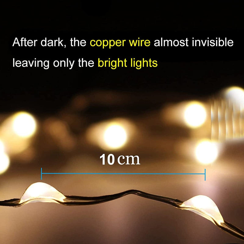 AMIR Upgraded Solar String Lights Outdoor, Mini 33Feet 100 LED Copper Wire Lights, Solar Powered Fairy Lights, Waterproof Solar Decoration Lights for Garden Yard Party Wedding Christmas (Warm White) Home & Garden > Lighting > Light Ropes & Strings AMIR   