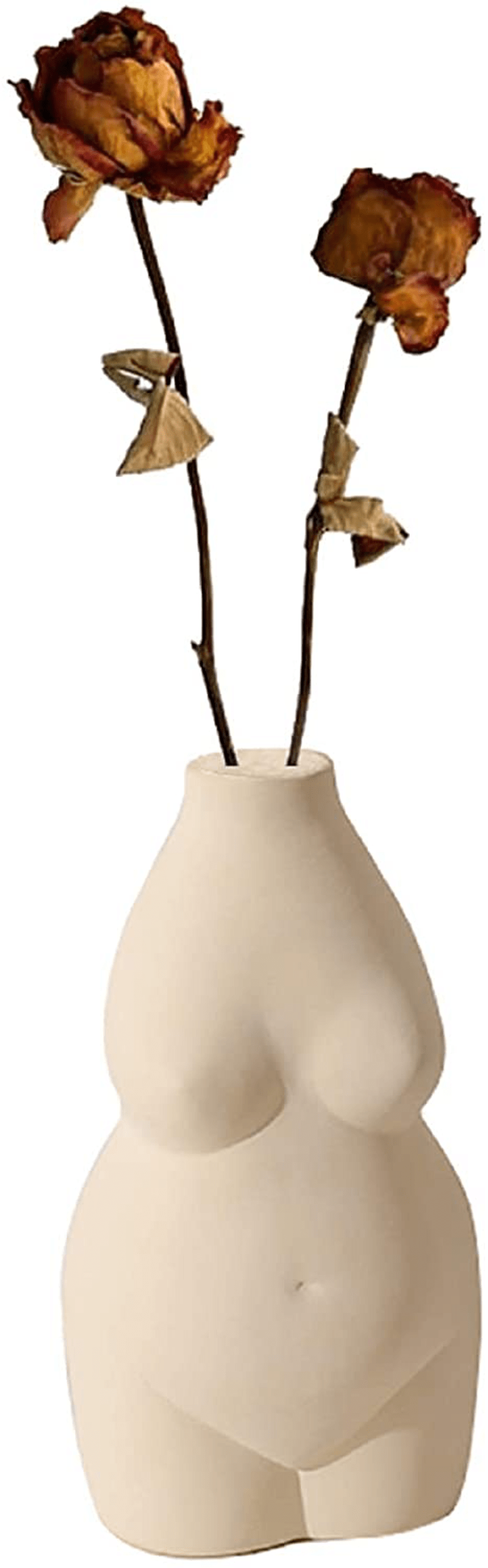 AMITD 6.2" Small Ceramic Flower Vases Decorative Boho Home Decor Female Body Form Art Vase (Beige Body vase) Home & Garden > Decor > Vases AMITD Beige Body Vase  