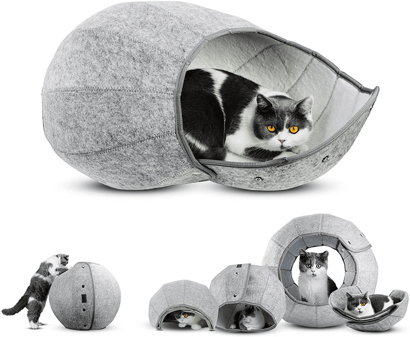 AMJ K·1 Cat Cave Bed Indoor - Cat Toys & Foldable Pet Tunnel Tube Condos, as a Multi-Function Fun Toy for Puppy Dogs & Cats