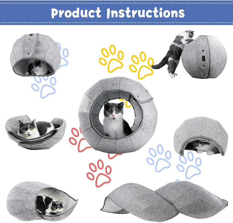 AMJ K·1 Cat Cave Bed Indoor - Cat Toys & Foldable Pet Tunnel Tube Condos, as a Multi-Function Fun Toy for Puppy Dogs & Cats Animals & Pet Supplies > Pet Supplies > Cat Supplies > Cat Beds AMJ   