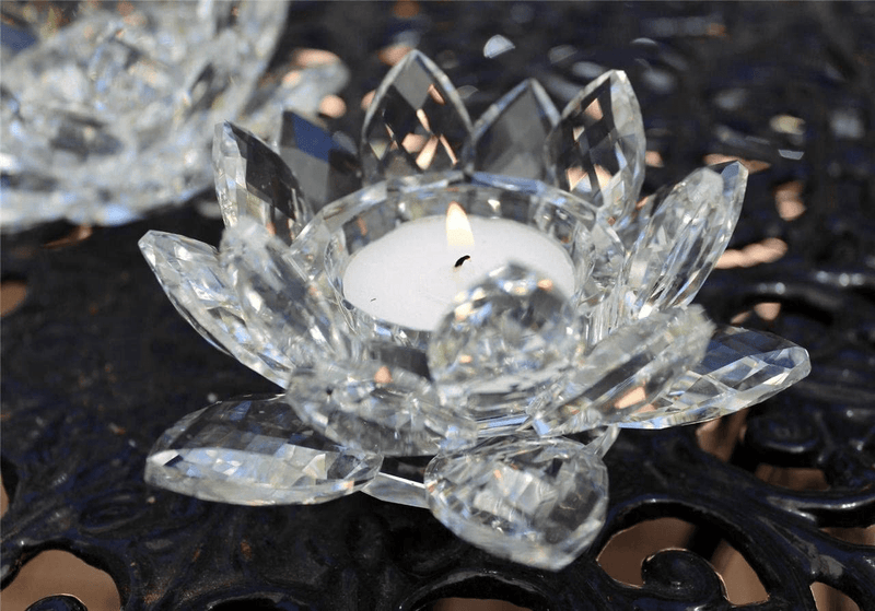 Amlong Crystal Clear Crystal Lotus Tealight Candle Holder 4.5 inch in Gift Box Home & Garden > Decor > Home Fragrance Accessories > Candle Holders Amlong Crystal   