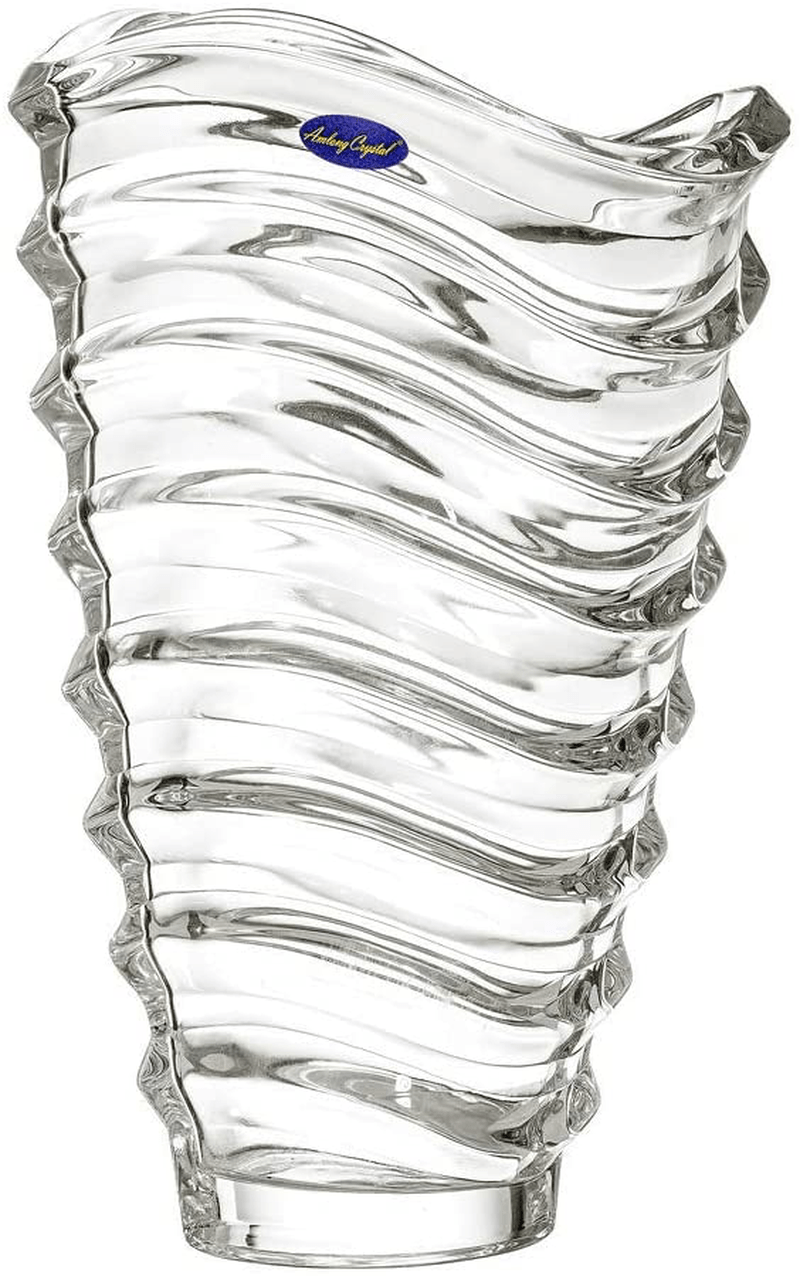 Amlong Crystal Large Size Clear Floral Vase 12 inches High (6 inch Top and 3 inch Bottom) Home & Garden > Decor > Vases Amlong Crystal Ocean Waves  