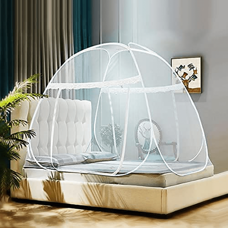 AMMER Pop up Mosquito Net Tent for Beds, Portable Foldable Mosquito Netting Folding Design with Net Bottom,2 Entries,Suit for Twin to King Size Bed (79X71X59Inch) Sporting Goods > Outdoor Recreation > Camping & Hiking > Mosquito Nets & Insect Screens AMMER   