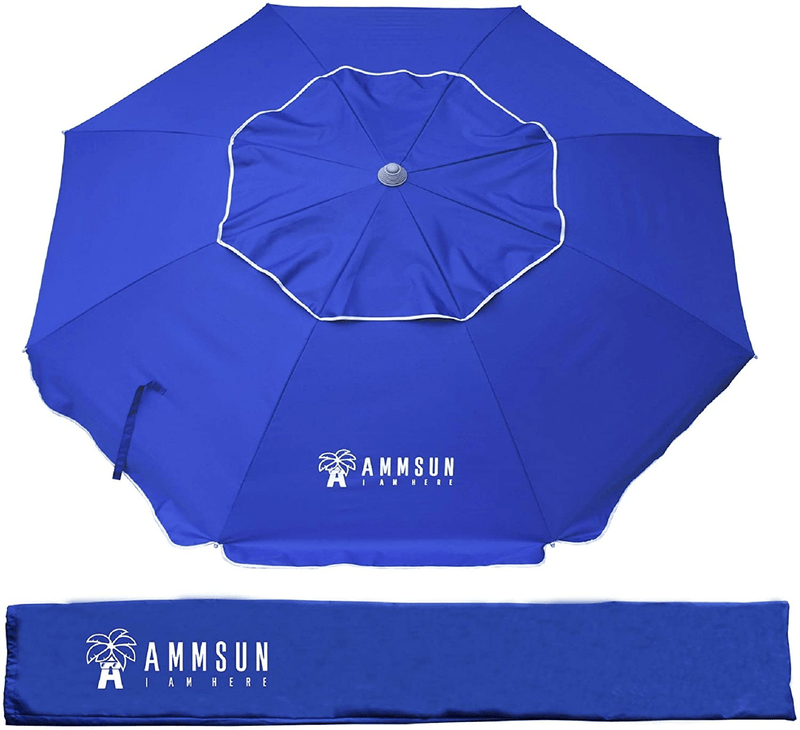 AMMSUN 6.5ft Beach Umbrella with Stand Removable Fork Anchor and Push Button Tilt, UPF 50+, Ideal Umbrella for Beach, Patio, Garden, and Outdoor, Portable Easy Carry Bag Included (Blue) Home & Garden > Lawn & Garden > Outdoor Living > Outdoor Umbrella & Sunshade Accessories AMMSUN   