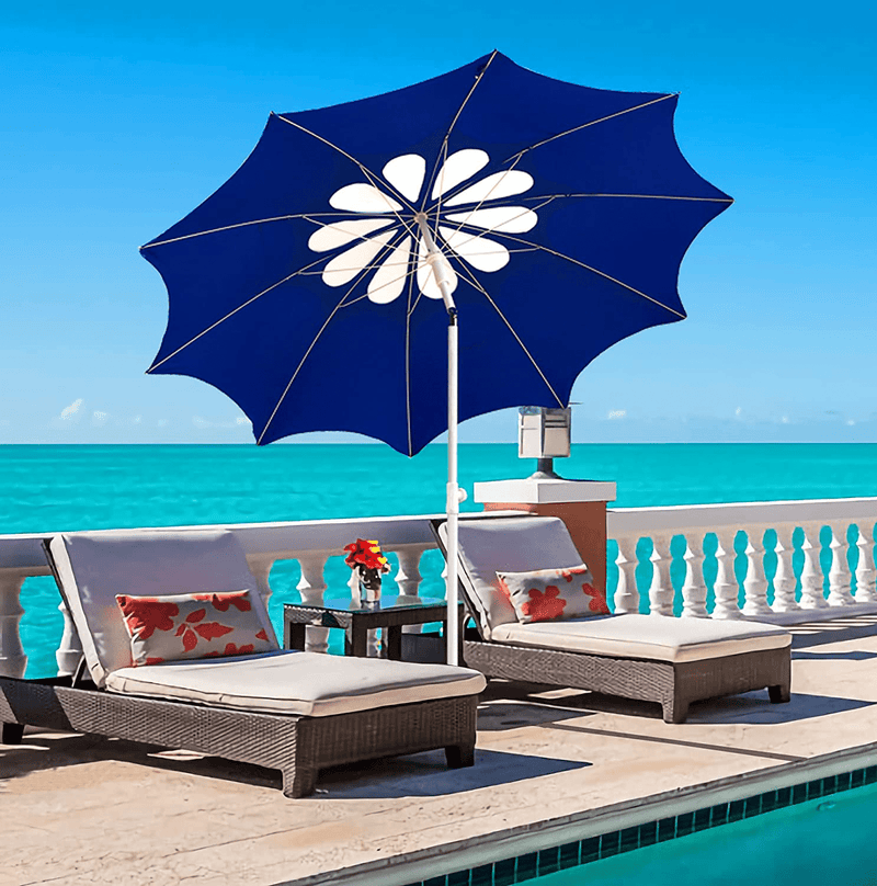 AMMSUN 7ft Beach Umbrella with Tilt Mechanism, Portable UV 50+ Protection, Flower Vents Design and Outdoor Sunshade Umbrella for Garden Beach Outdoor