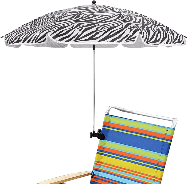 AMMSUN Beach Umbrella with Adjustable Clamp 43 inches UPF 50+, Portable Clamp on Stroller, Wheelchair, and Wagon (Sky Blue) Home & Garden > Lawn & Garden > Outdoor Living > Outdoor Umbrella & Sunshade Accessories AMMSUN Zebra Patten  