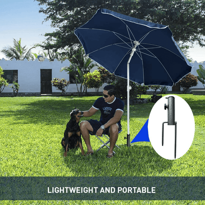 AMMSUN Patio Umbrella Steel Anchor Beach Umbrella Heavy Duty Metal Ground Grass Auger Holder Stands with Two Forks Ideal for Use in Soil Black Home & Garden > Lawn & Garden > Outdoor Living > Outdoor Umbrella & Sunshade Accessories AMMSUN   