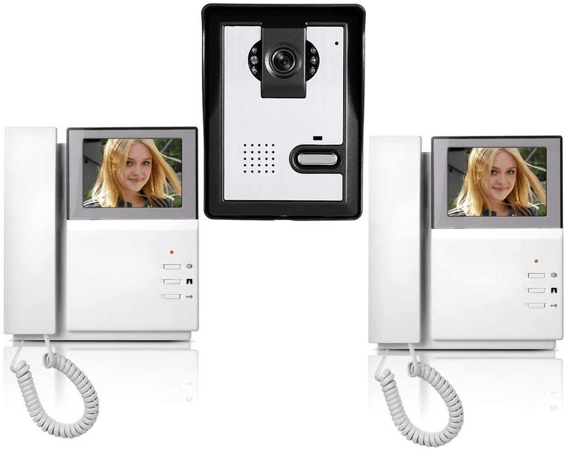 AMOCAM Video Door Phone System, 4.3 Inches Clear LCD Monitor Wired Video Intercom Doorbell Kits, IR Night Vision Camera Door Intercom, Doorphone Telephone style for Home Improvement Electronics > Communications > Intercoms AMOCAM 1 Camera & 2 Monitor  