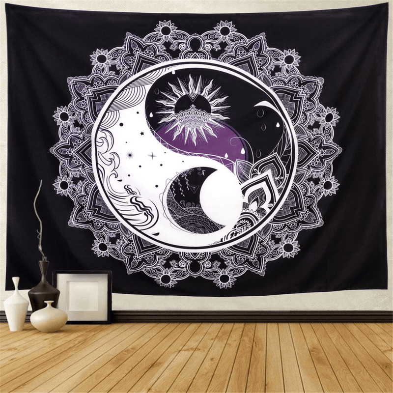 Amonercvita Sun and Moon Tapestry Black and White Tapestry Mandala Yin Yang Tapestry Tai Chi Wall Hanging Tapestry Psychedelic Wall Art Tapestry for Home (W59.1 × H51.2) Home & Garden > Decor > Artwork > Decorative TapestriesHome & Garden > Decor > Artwork > Decorative Tapestries Amonercvita   