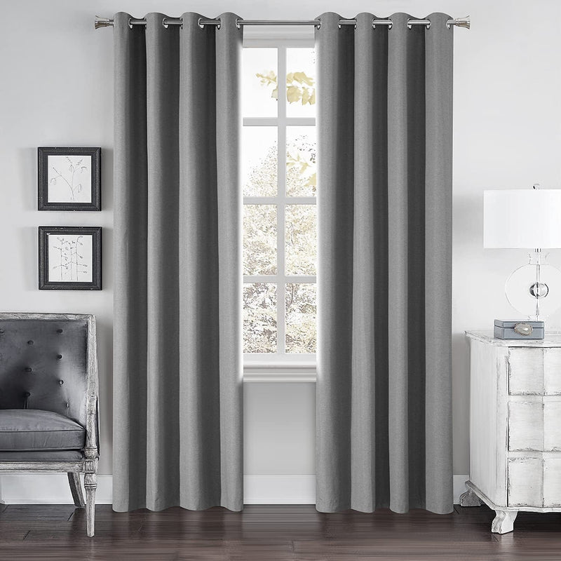 AMPHIWELL Linen Blackout Curtains 102 Inches Long, 100% Blackout Grommet Curtains for Bedroom, Thermal Insulated and Noise Reduction Curtains for Living Room, 2 Panels 52" W X 102" L, Light Gray Home & Garden > Decor > Window Treatments > Curtains & Drapes AMPHIWELL Light Gray 2 *( 52" W x 102"L) 