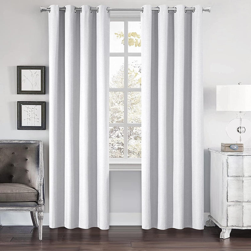 AMPHIWELL Linen Blackout Curtains 102 Inches Long, 100% Blackout Grommet Curtains for Bedroom, Thermal Insulated and Noise Reduction Curtains for Living Room, 2 Panels 52" W X 102" L, Light Gray Home & Garden > Decor > Window Treatments > Curtains & Drapes AMPHIWELL White 2 *( 52" W x 102"L) 