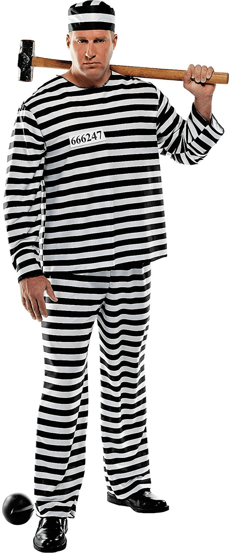 Amscan 840228 Men Jail Prisoner Costume Set - Plus Size, Black/White Apparel & Accessories > Costumes & Accessories > Costumes amscan Default Title  