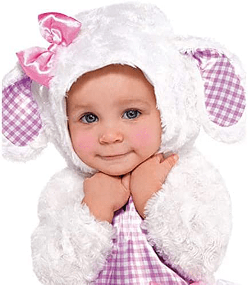 Amscan Baby Little Lamb Halloween Costume for Infants, Includes a Dress, a Hood, Tights and Booties