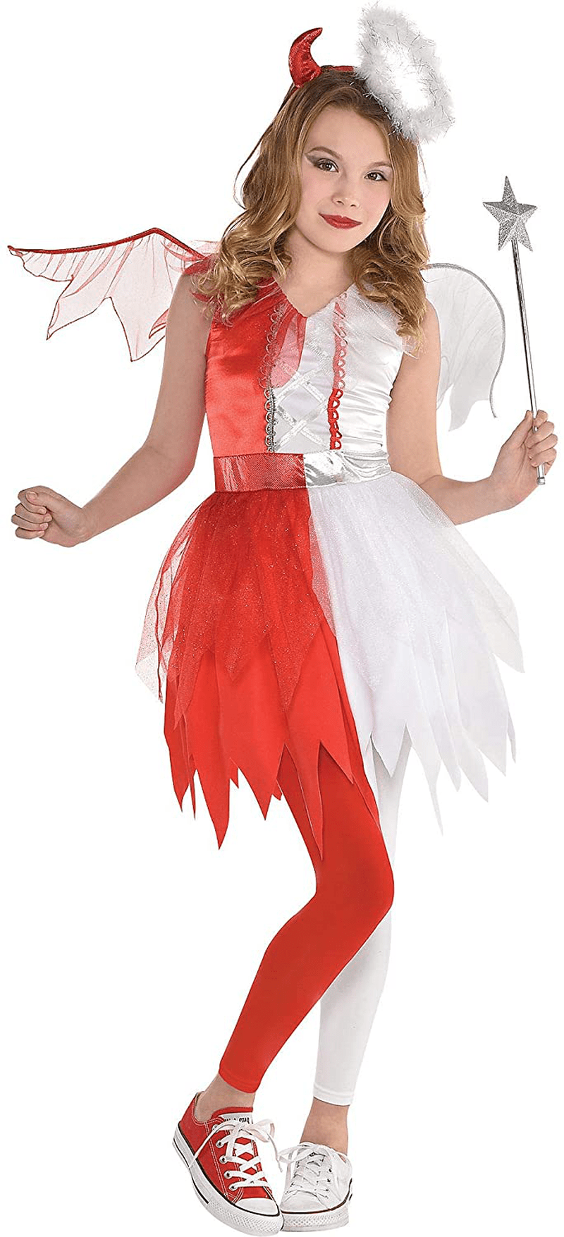 Amscan Devil and Angel Halloween Costume for Girls, Includes Dress, Wings, Headband Apparel & Accessories > Costumes & Accessories > Costumes amscan Medium  