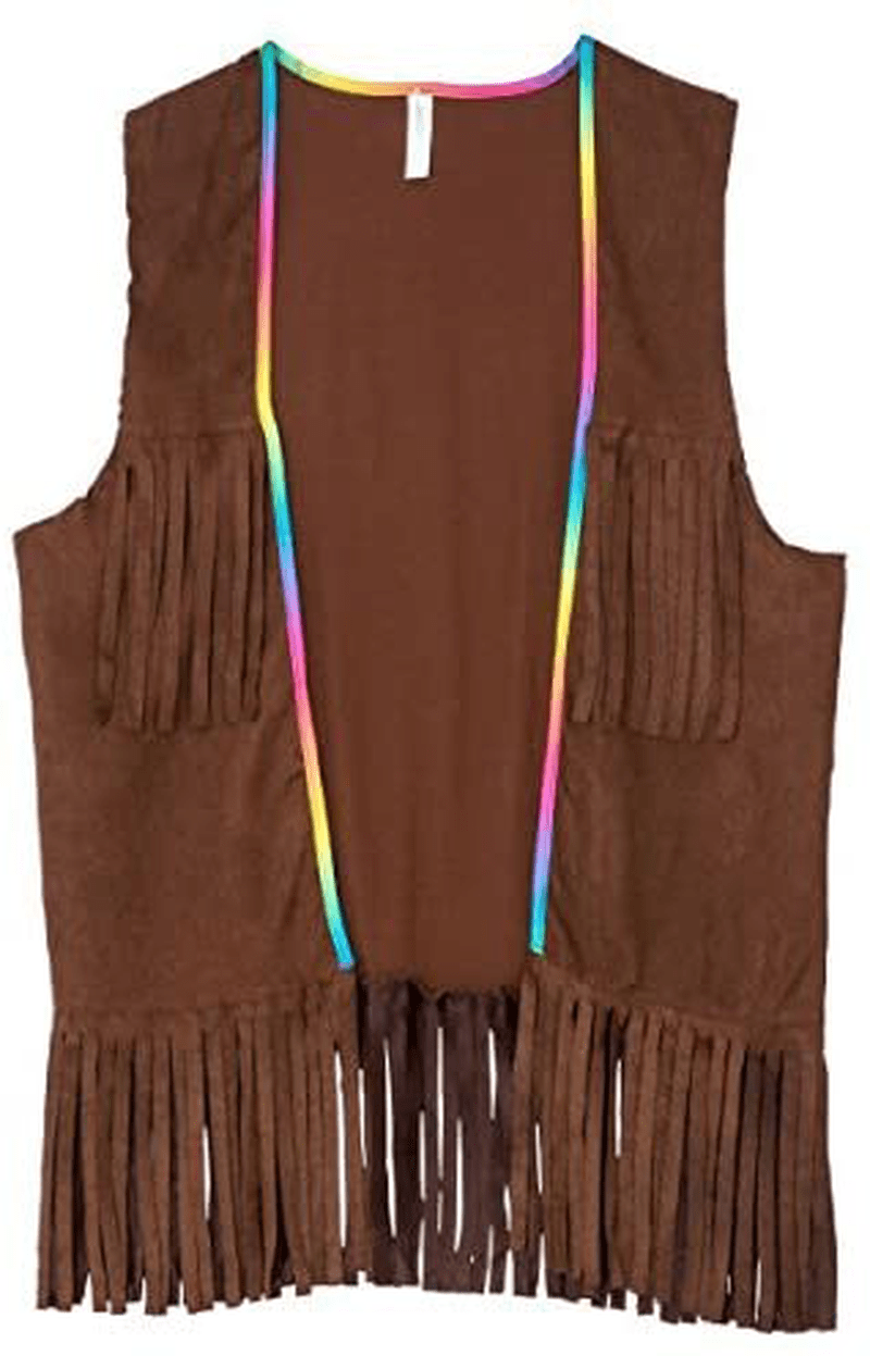 AMSCAN Fringe Vest Halloween Costume Accessory for Adults, One Size , Brown