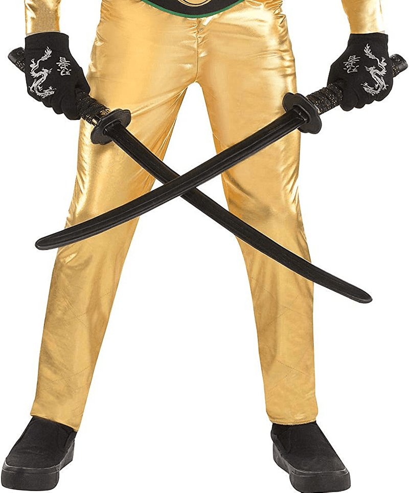 Amscan Gold Fighter Ninja Costume for Boys, Includes a Jumpsuit, a Hood, a Face Scarf, and a Belt