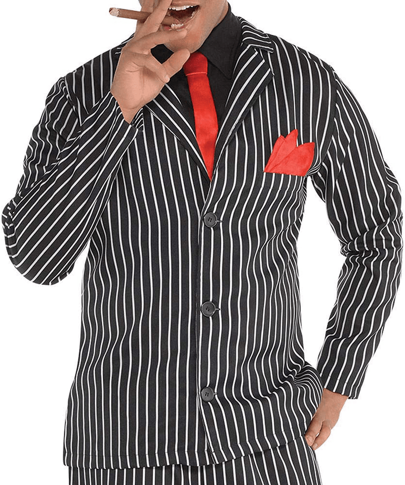 AMSCAN Mob Boss Halloween Costume for Men, Medium, Includes Jacket, Pants, Attached Shirt, Tie, Handkerchief