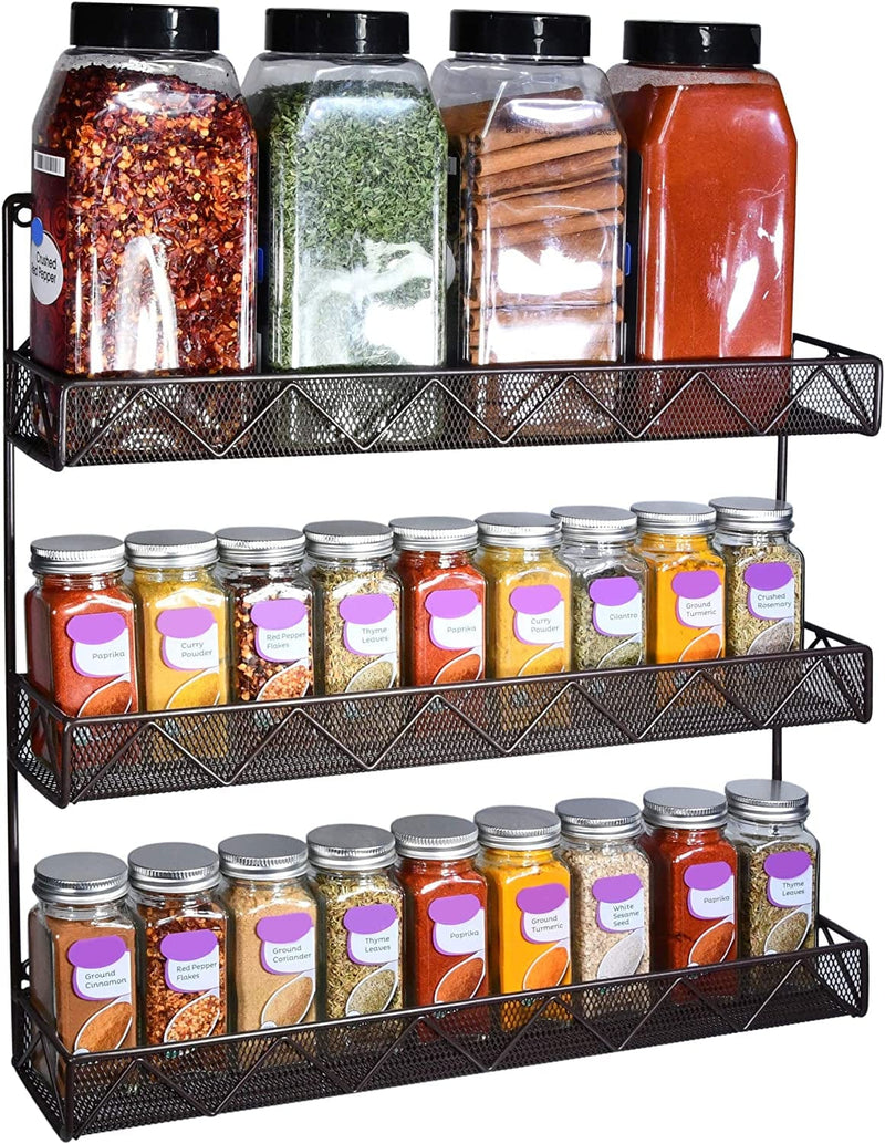 AMT Spice Rack, Wall Mount Organizer, Pantry Cabinet Door Shelf Storage, Kitchen Seasoning Hanging Display for Spice Jars, Sauces, Herbs, Cosmetic Beauty Bottles (1 Tier- Style 9S (Brown, 2PCS)) Home & Garden > Decor > Decorative Jars AMT 3 Tier- Style 7V (Brown)  