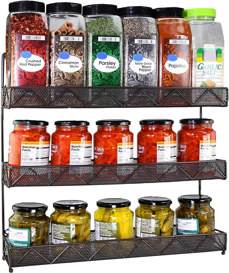 AMT Spice Rack, Wall Mount Organizer, Pantry Cabinet Door Shelf Storage, Kitchen Seasoning Hanging Display for Spice Jars, Sauces, Herbs, Cosmetic Beauty Bottles (1 Tier- Style 9S (Brown, 2PCS)) Home & Garden > Decor > Decorative Jars AMT 3 Tier- Style 9V (Brown)  