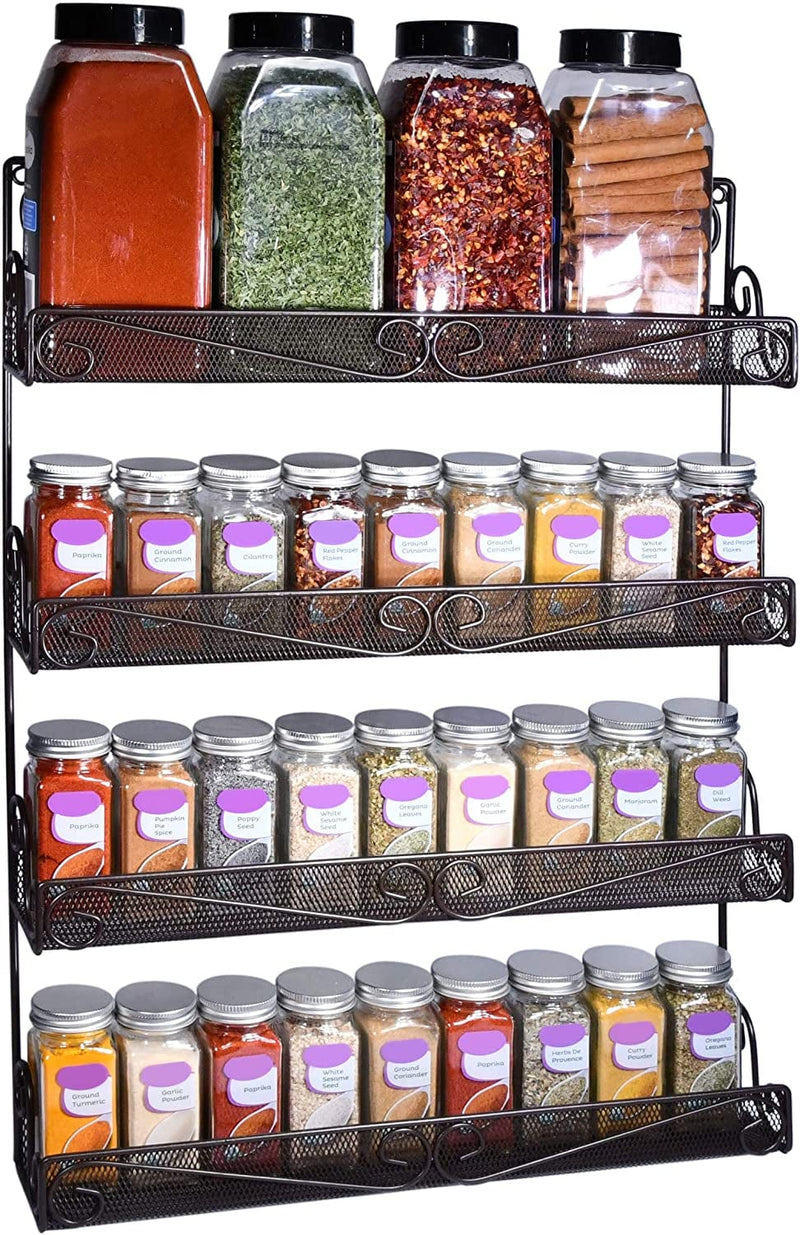 AMT Spice Rack, Wall Mount Organizer, Pantry Cabinet Door Shelf Storage, Kitchen Seasoning Hanging Display for Spice Jars, Sauces, Herbs, Cosmetic Beauty Bottles (1 Tier- Style 9S (Brown, 2PCS)) Home & Garden > Decor > Decorative Jars AMT 4 Tier- Style 7S (Brown)  