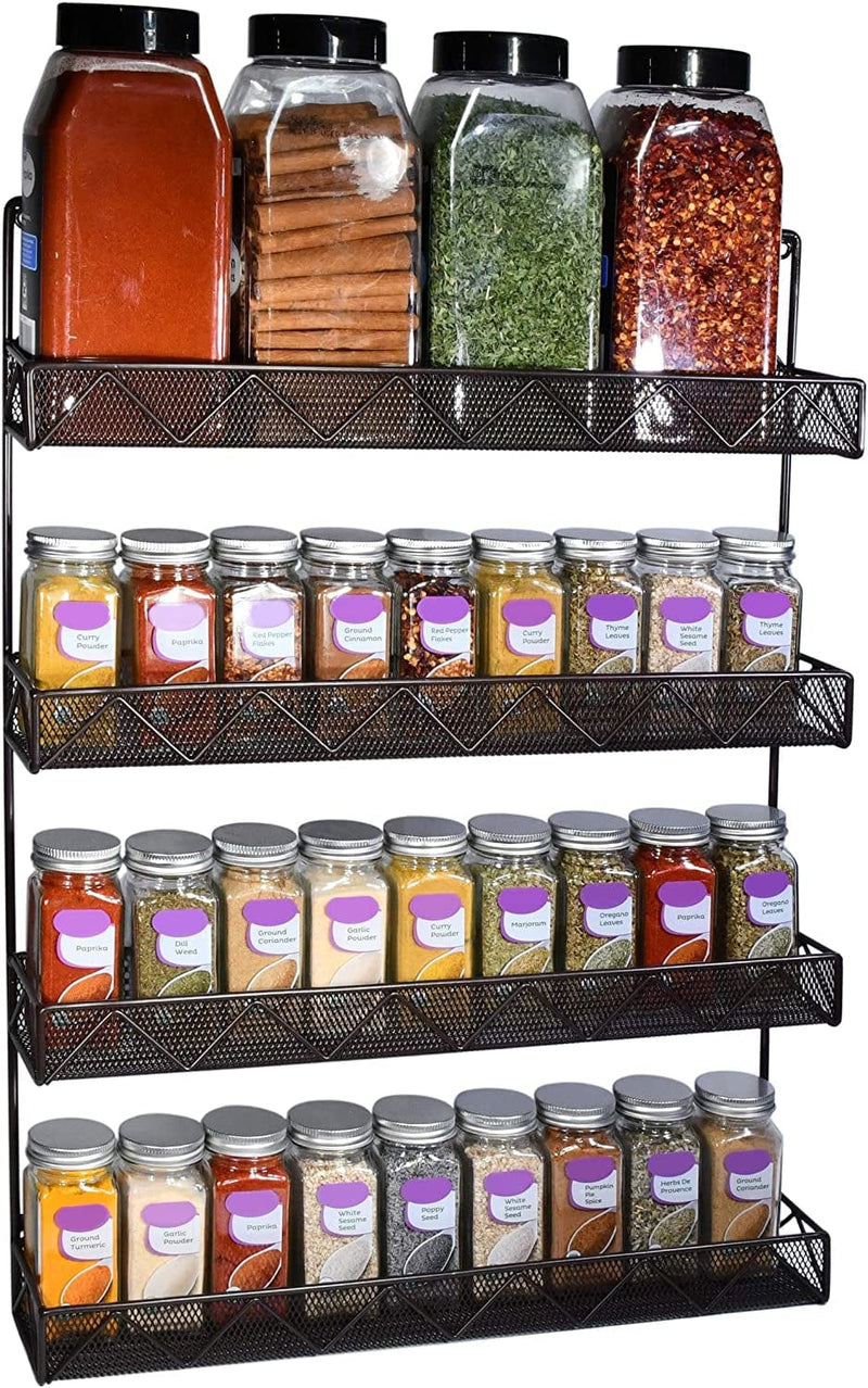 AMT Spice Rack, Wall Mount Organizer, Pantry Cabinet Door Shelf Storage, Kitchen Seasoning Hanging Display for Spice Jars, Sauces, Herbs, Cosmetic Beauty Bottles (1 Tier- Style 9S (Brown, 2PCS)) Home & Garden > Decor > Decorative Jars AMT 4 Tier- Style 7V (Brown)  