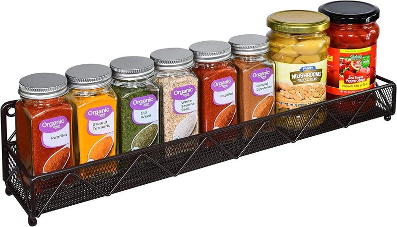 AMT Spice Rack, Wall Mount Organizer, Pantry Cabinet Door Shelf Storage, Kitchen Seasoning Hanging Display for Spice Jars, Sauces, Herbs, Cosmetic Beauty Bottles (1 Tier- Style 9S (Brown, 2PCS)) Home & Garden > Decor > Decorative Jars AMT 1 Tier- Style 7V (Black, 2PCS)  