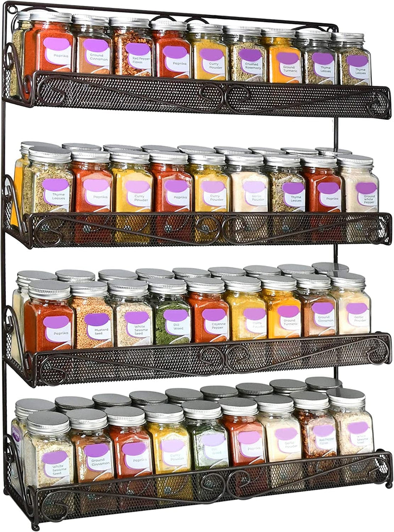 AMT Spice Rack, Wall Mount Organizer, Pantry Cabinet Door Shelf Storage, Kitchen Seasoning Hanging Display for Spice Jars, Sauces, Herbs, Cosmetic Beauty Bottles (1 Tier- Style 9S (Brown, 2PCS)) Home & Garden > Decor > Decorative Jars AMT 4 Tier- Style 9S (Brown)  