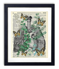 Anatomy with Eucalyptus and Butterflies, Vintage Dictionary Art Print, Modern Contemporary Wall Art For Home Decor, Boho Art Print Poster, Farmhouse Wall Decor 8x10 Inches, Unframed (Skull #2)