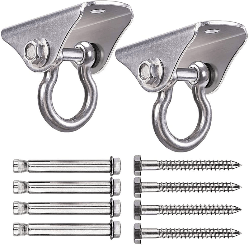 Anbo Swing Set Brackets 2 Pack, Heavy Duty Swing Hangers with Bolts, Permanent Stainless Steel Proch Swing Hardware Kit for Wooden Concrete Playground Indoor Outdoor (Silver, 2 Pack) Home & Garden > Lawn & Garden > Outdoor Living > Porch Swings Anbo Default Title  